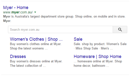 Myer Sitelinks